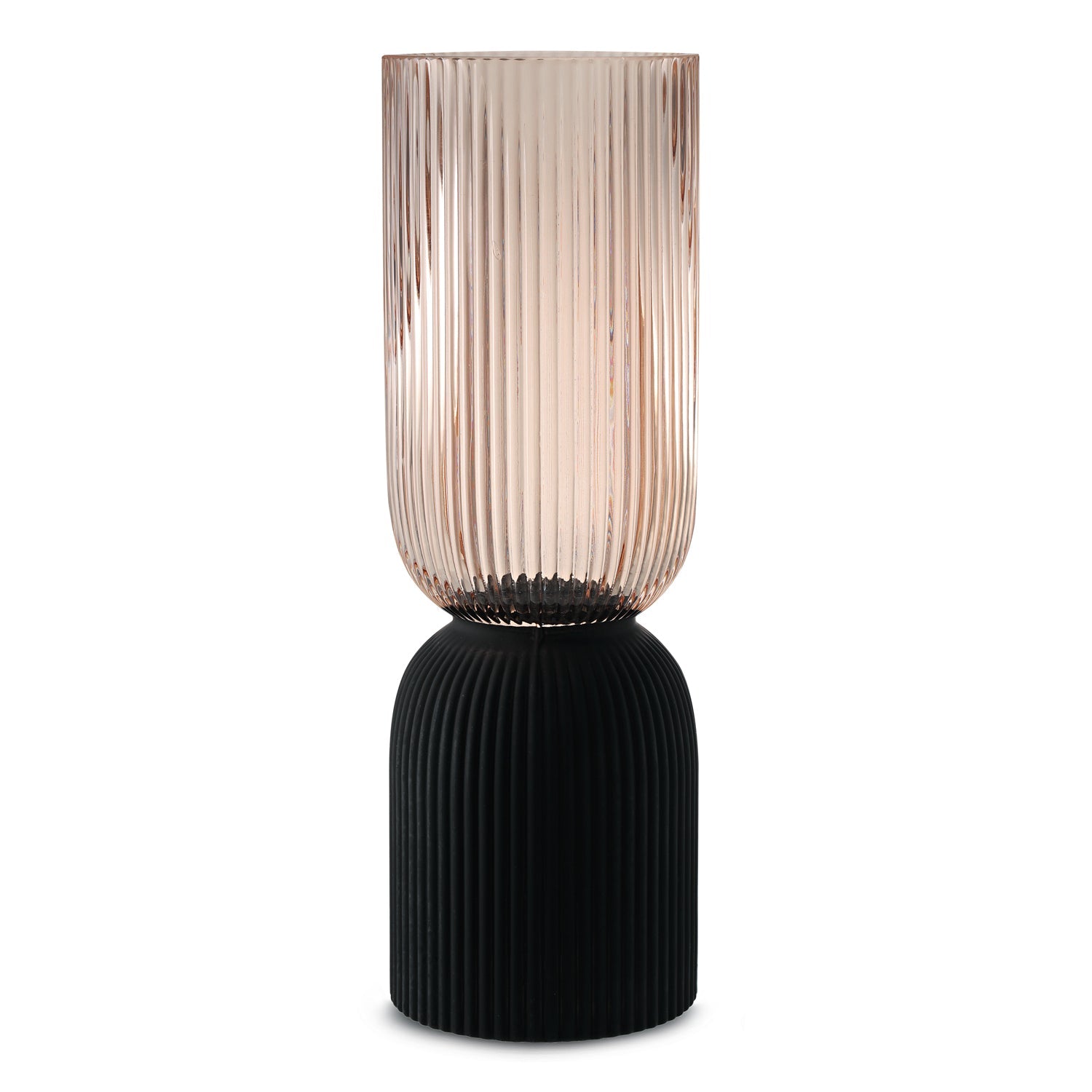 Ribbed Hourglass Vase-Large-Champagne-0