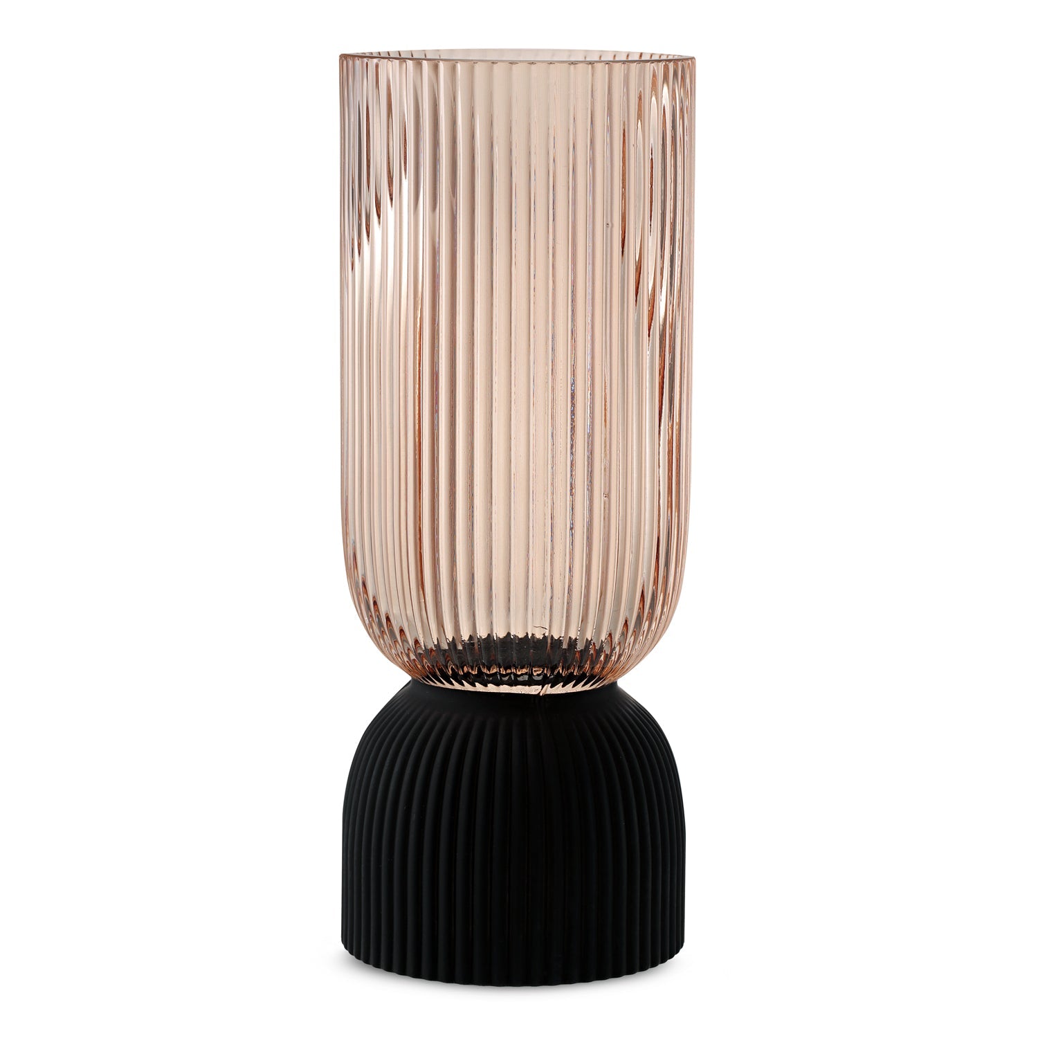 Ribbed Hourglass Vase-Medium-Champagne-0