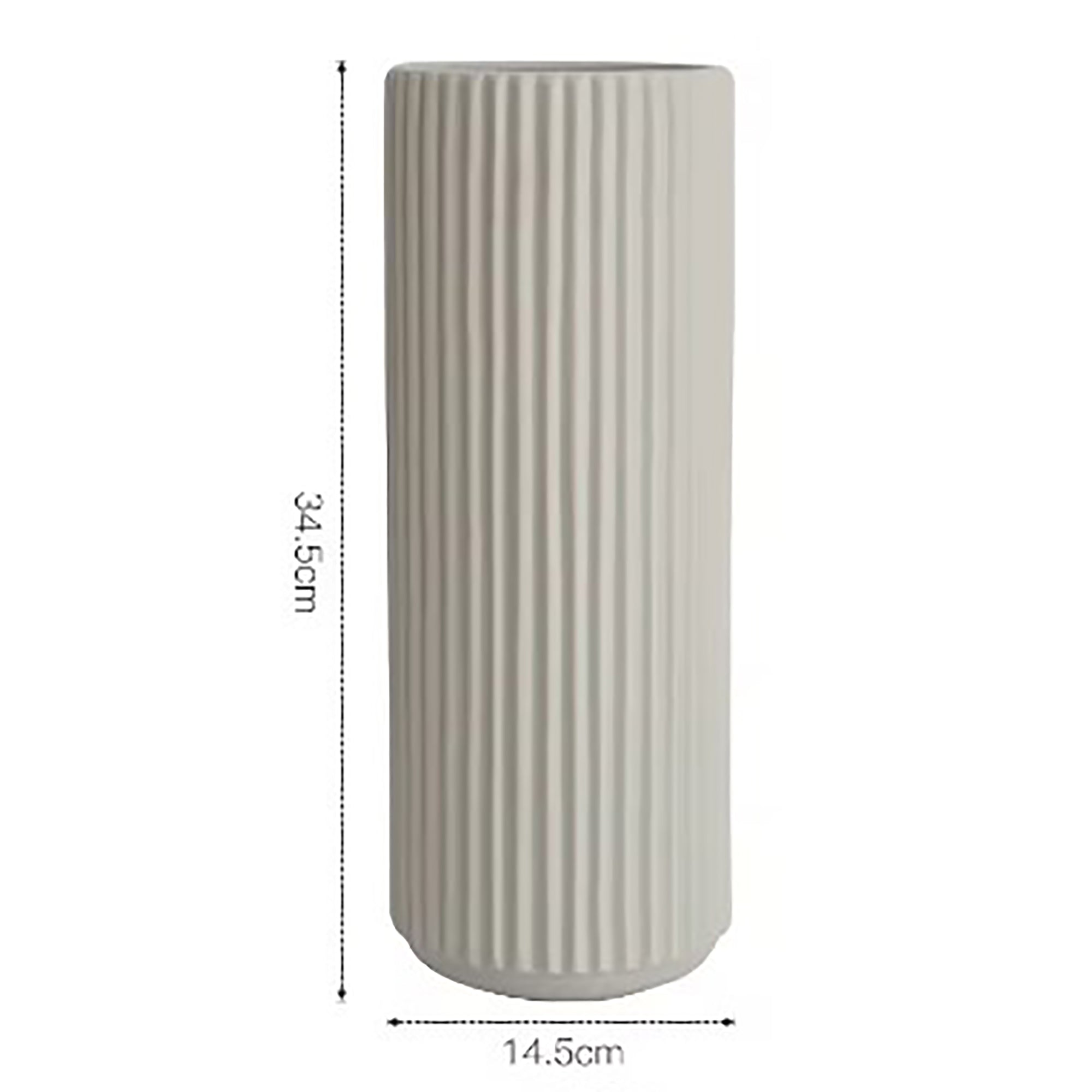 Ribbed Ceramic Vase-Beige-XXXL-3