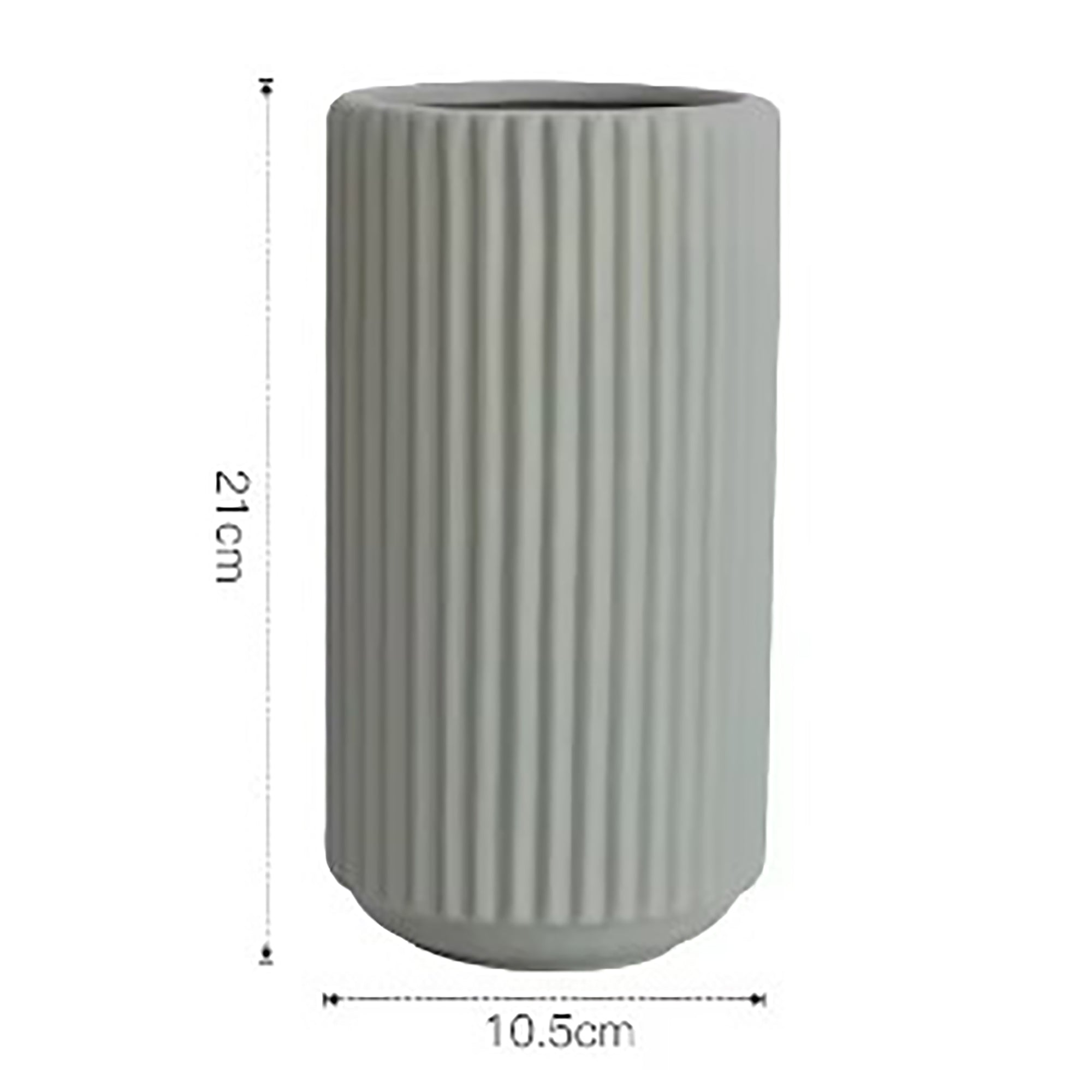 Ribbed Ceramic Vase-Sage-XL-3