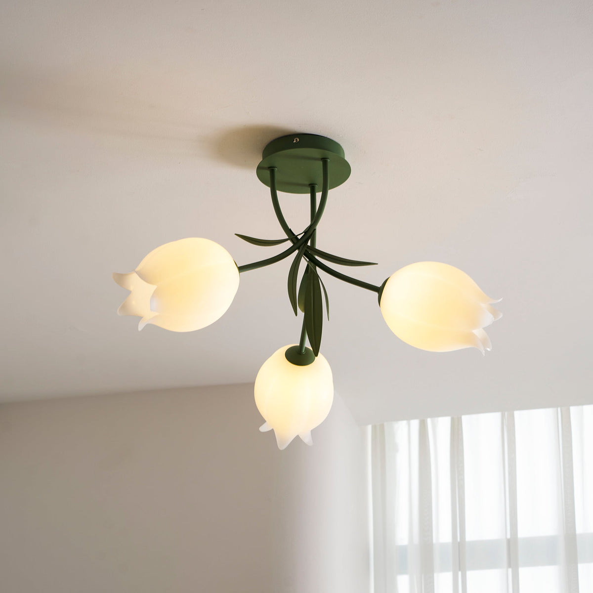 Lilia | Multi-Head Flush Mount Ceiling Light with Acrylic Lily Shades, Dimmer Compatible