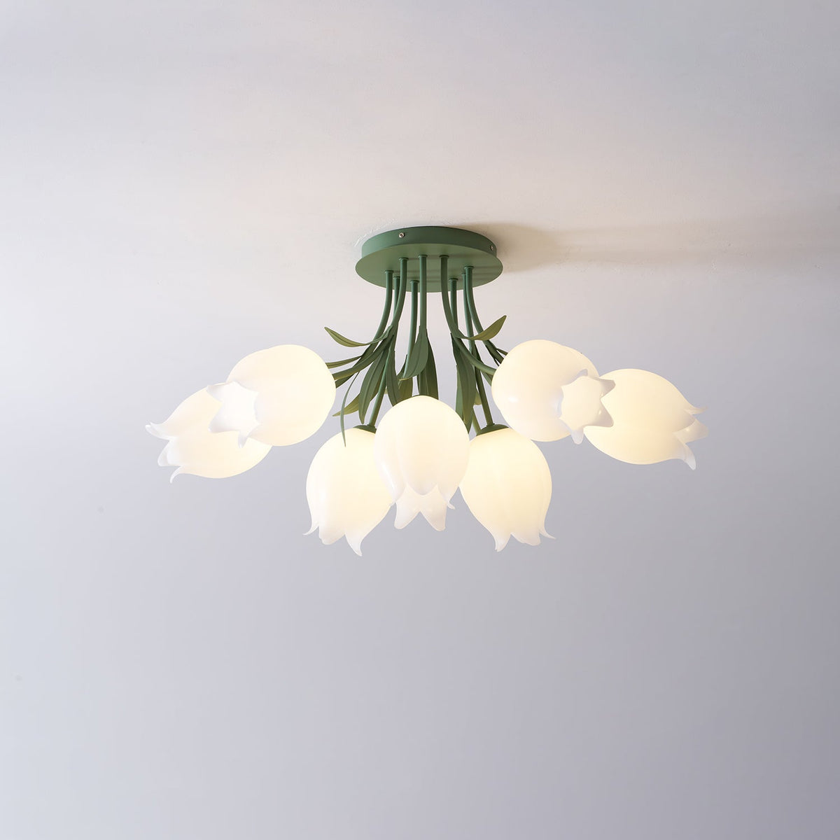 Lilia | Multi-Head Flush Mount Ceiling Light with Acrylic Lily Shades, Dimmer Compatible
