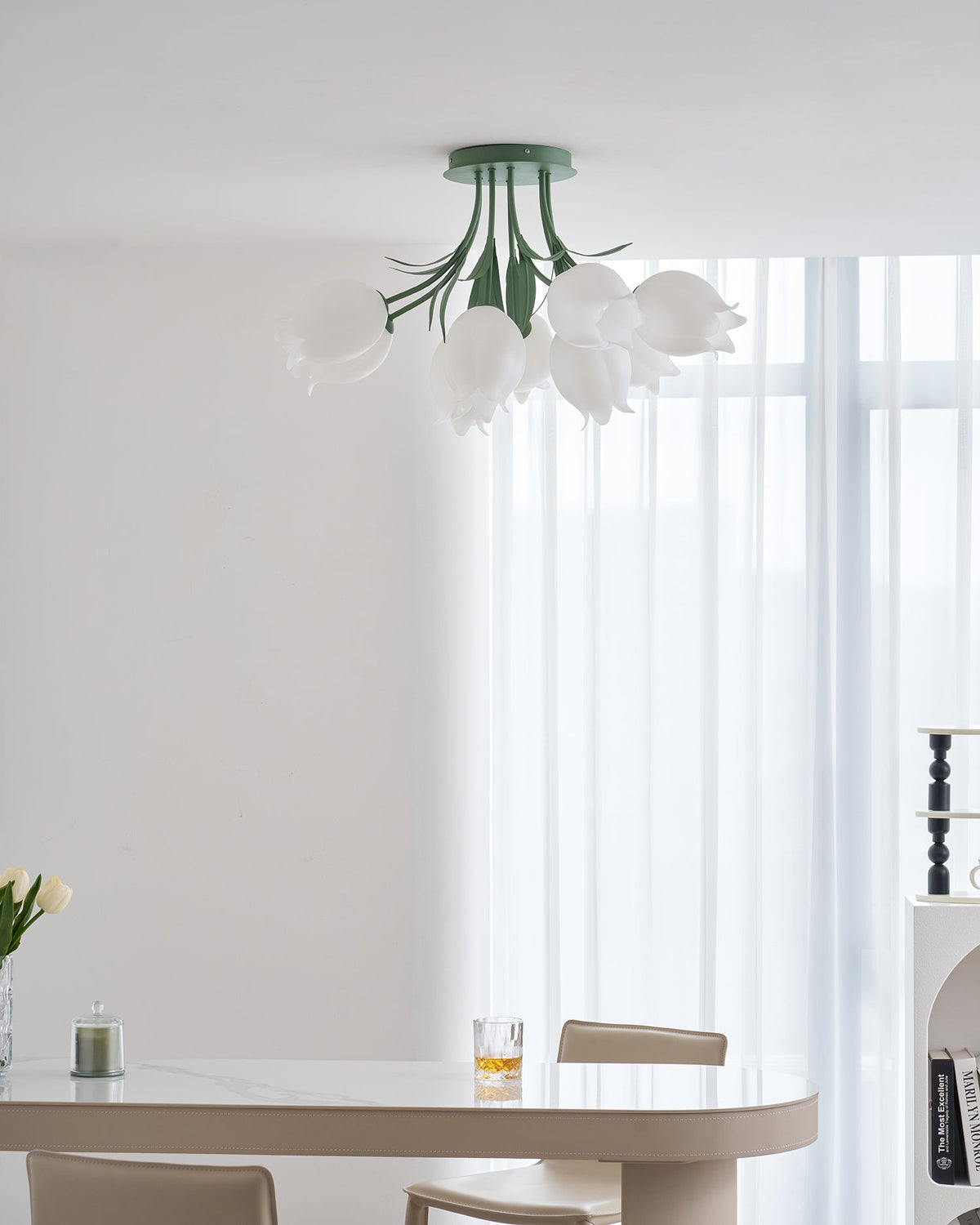 Lilia | Multi-Head Flush Mount Ceiling Light with Acrylic Lily Shades, Dimmer Compatible