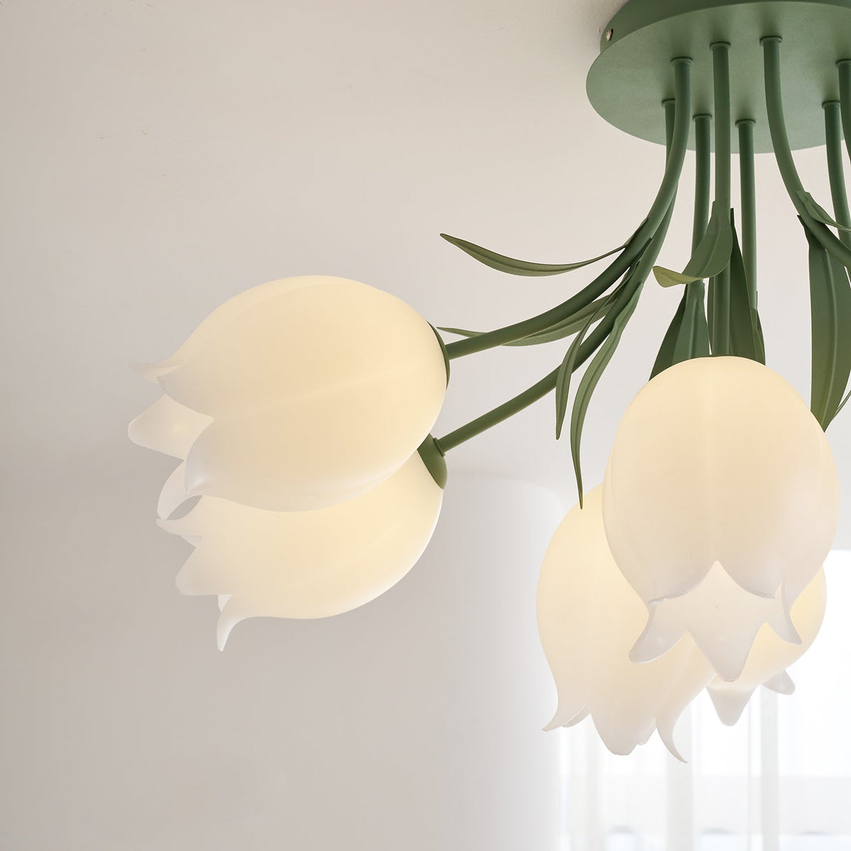 Lilia | Multi-Head Flush Mount Ceiling Light with Acrylic Lily Shades, Dimmer Compatible