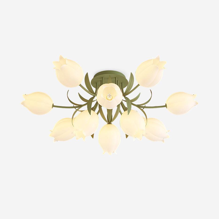 Lilia | Multi-Head Flush Mount Ceiling Light with Acrylic Lily Shades, Dimmer Compatible