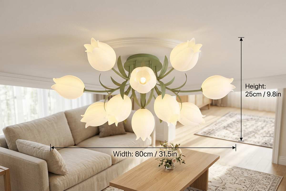 Lilia | Multi-Head Flush Mount Ceiling Light with Acrylic Lily Shades, Dimmer Compatible
