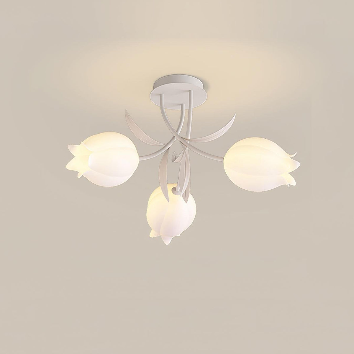 Lilia | Multi-Head Flush Mount Ceiling Light with Acrylic Lily Shades, Dimmer Compatible