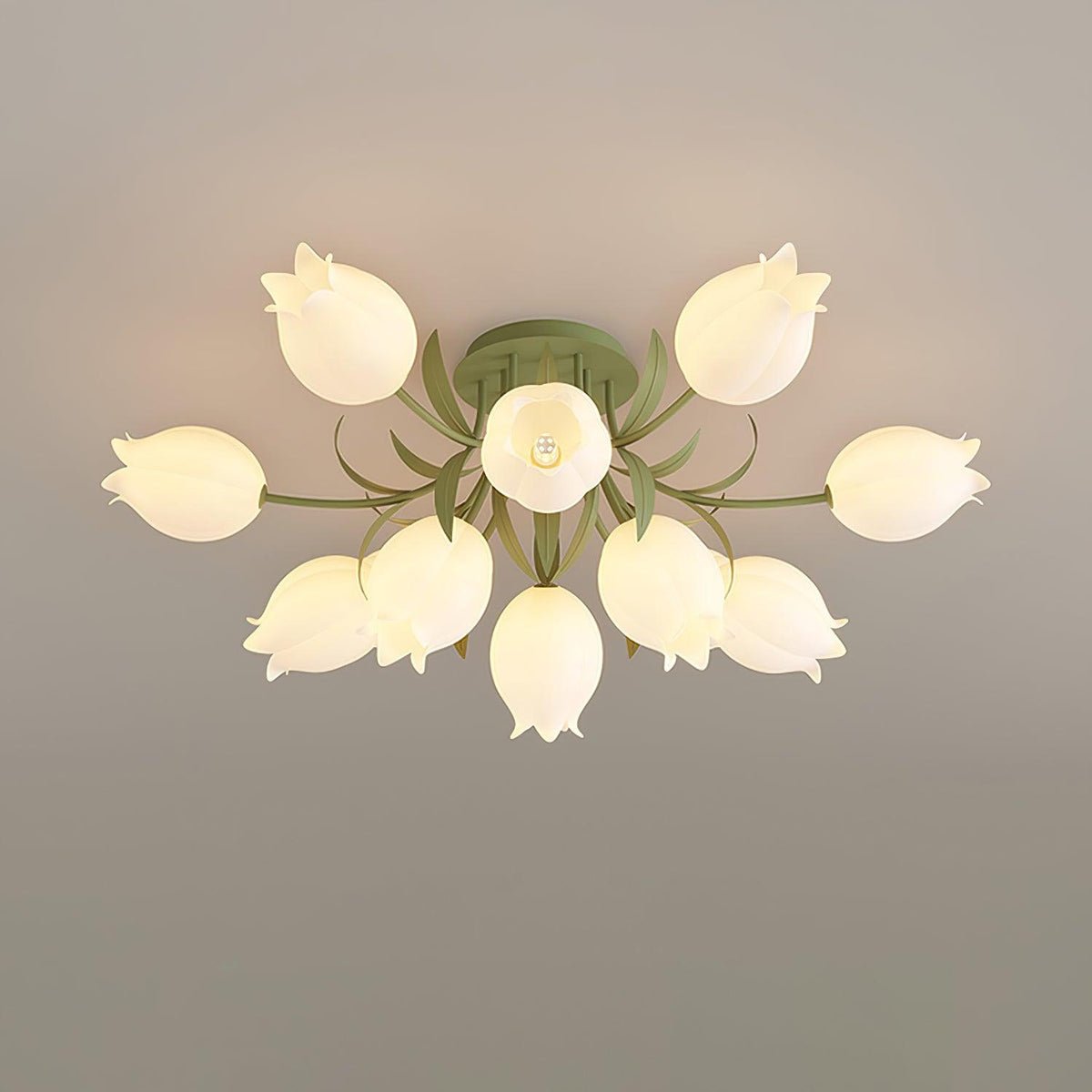 Lilia | Multi-Head Flush Mount Ceiling Light with Acrylic Lily Shades, Dimmer Compatible