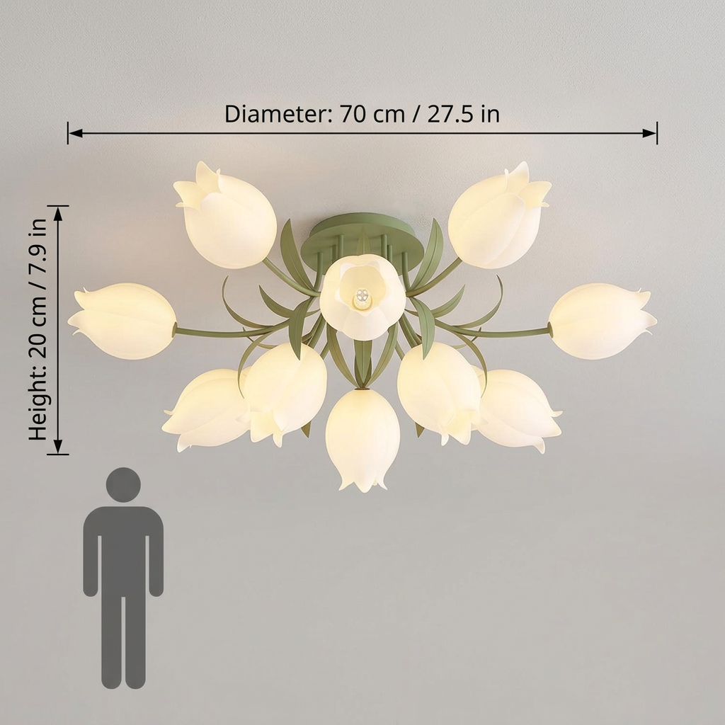 Lilia | Multi-Head Flush Mount Ceiling Light with Acrylic Lily Shades, Dimmer Compatible