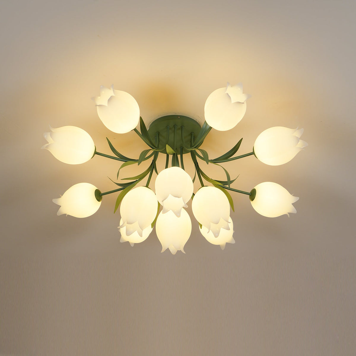 Lilia | Multi-Head Flush Mount Ceiling Light with Acrylic Lily Shades, Dimmer Compatible
