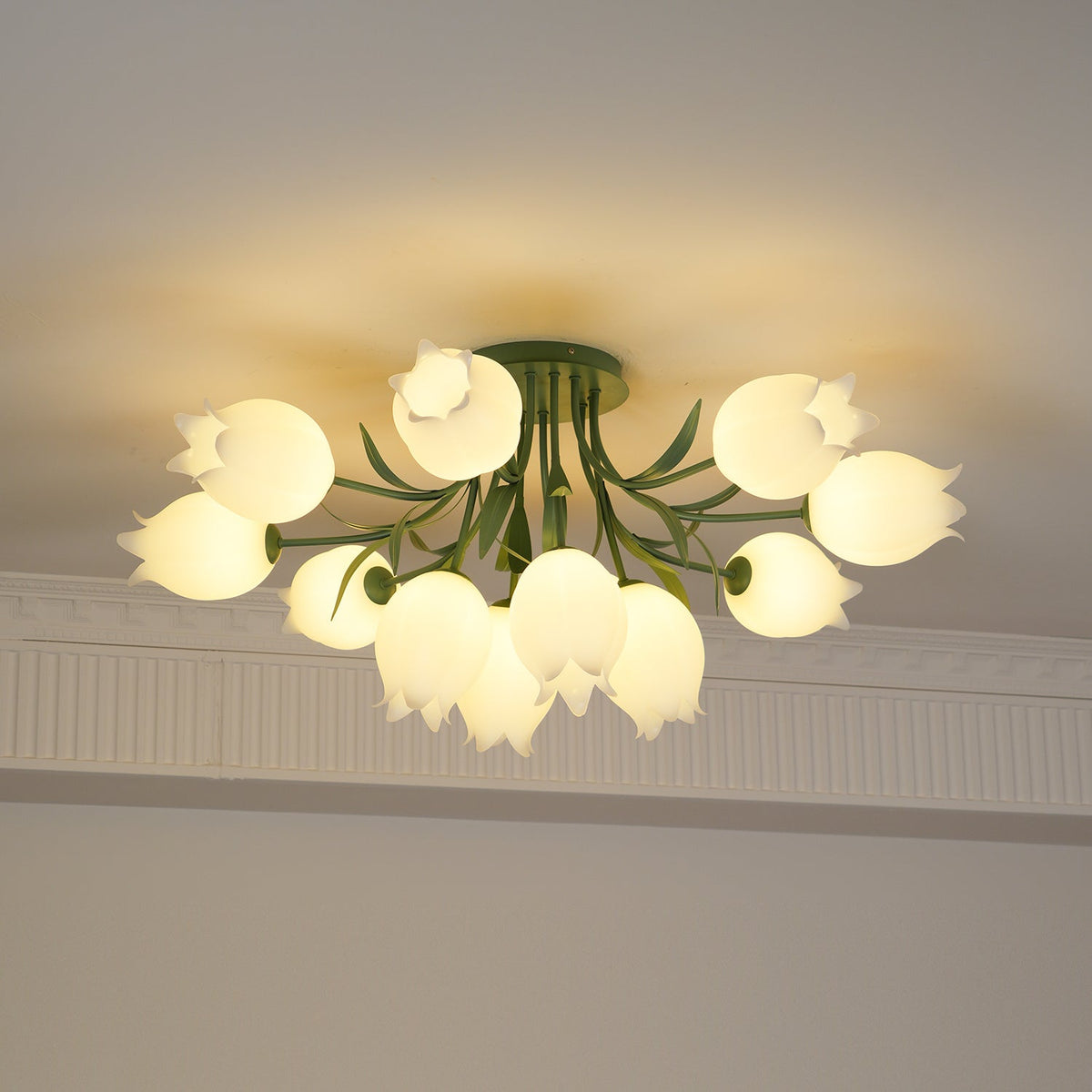 Lilia | Multi-Head Flush Mount Ceiling Light with Acrylic Lily Shades, Dimmer Compatible