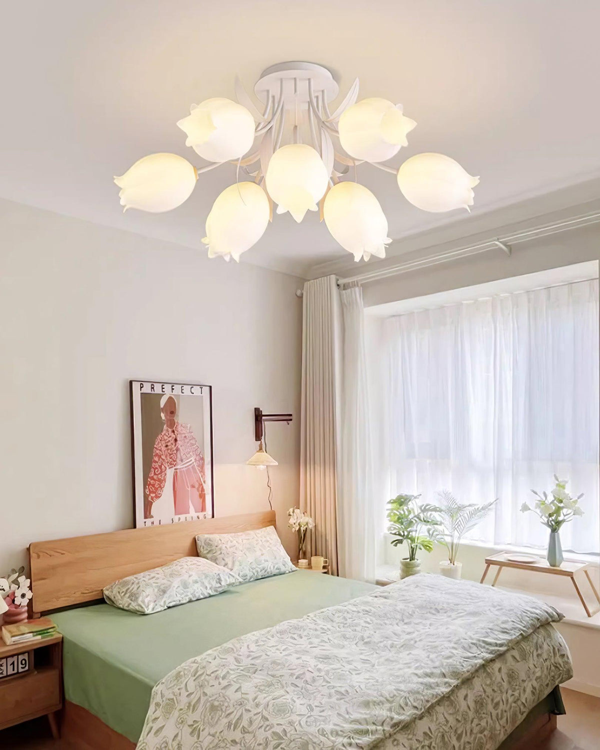 Lilia | Multi-Head Flush Mount Ceiling Light with Acrylic Lily Shades, Dimmer Compatible