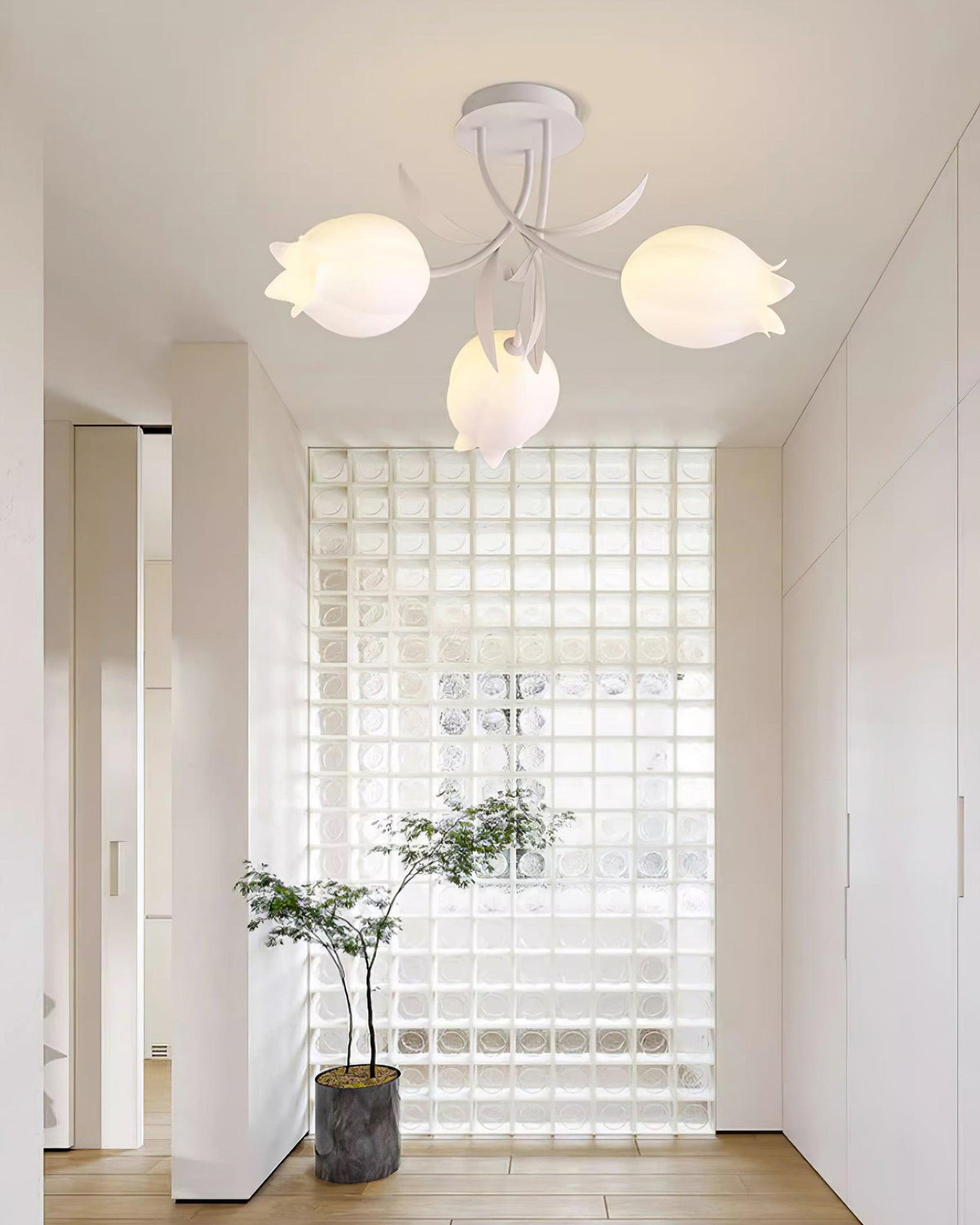 Lilia | Multi-Head Flush Mount Ceiling Light with Acrylic Lily Shades, Dimmer Compatible