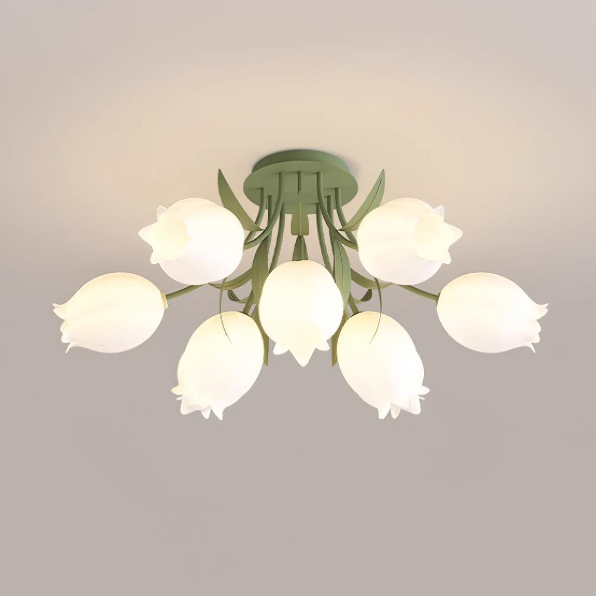 Lilia | Multi-Head Flush Mount Ceiling Light with Acrylic Lily Shades, Dimmer Compatible