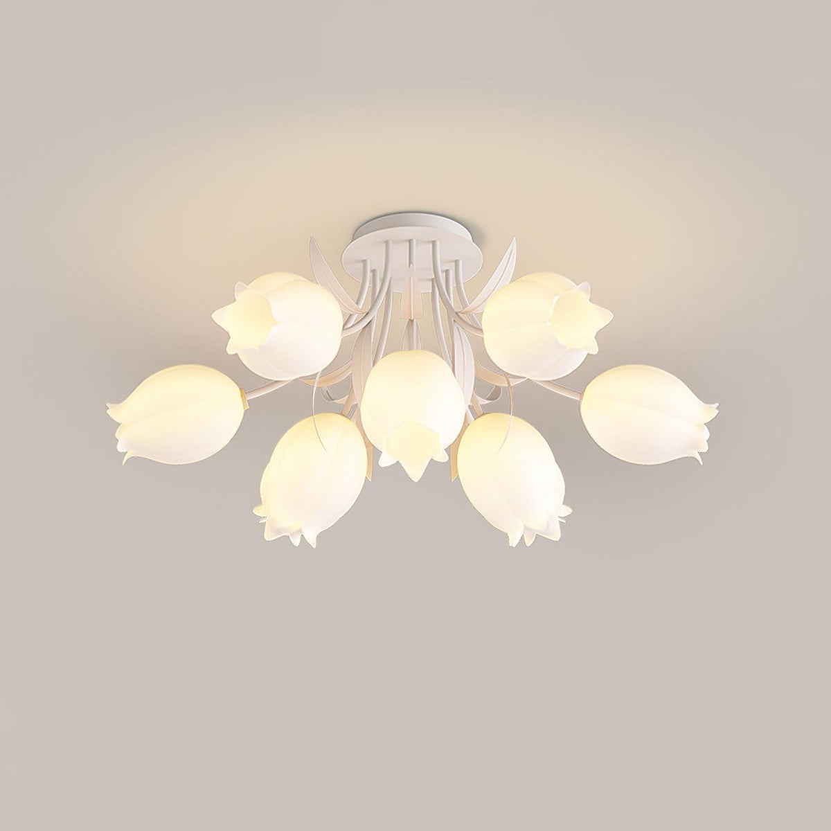 Lilia | Multi-Head Flush Mount Ceiling Light with Acrylic Lily Shades, Dimmer Compatible