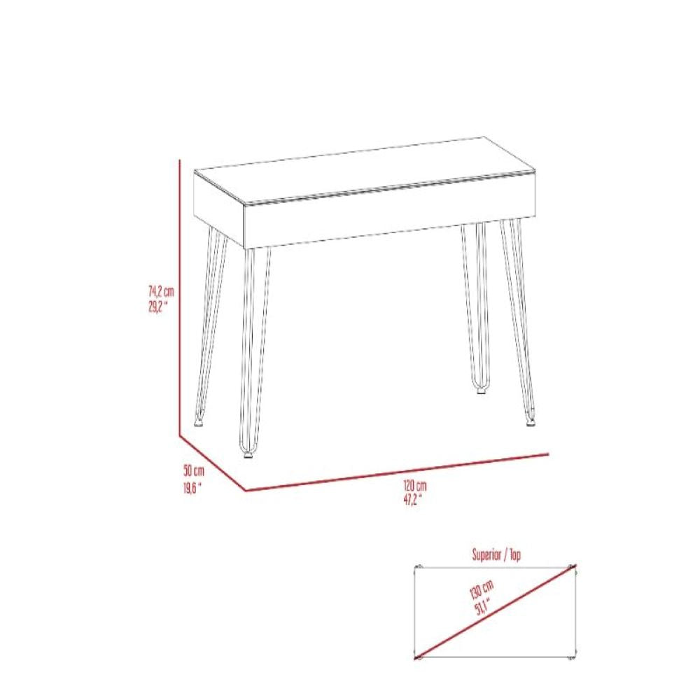 120 Drawer Desk Rolo, Four Legs, One Drawer, Mahogany Finish-4