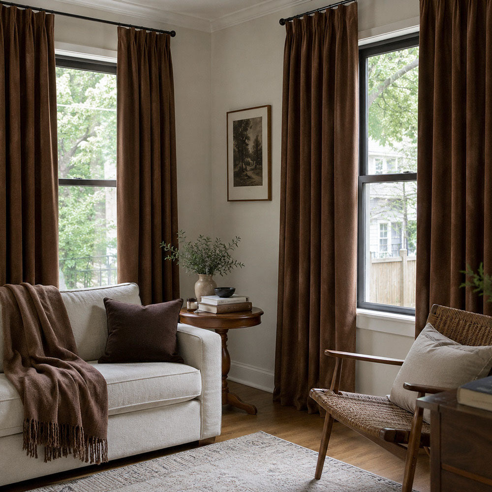 Rosalyn Matte Velvet Room Darkening Thermal Curtains