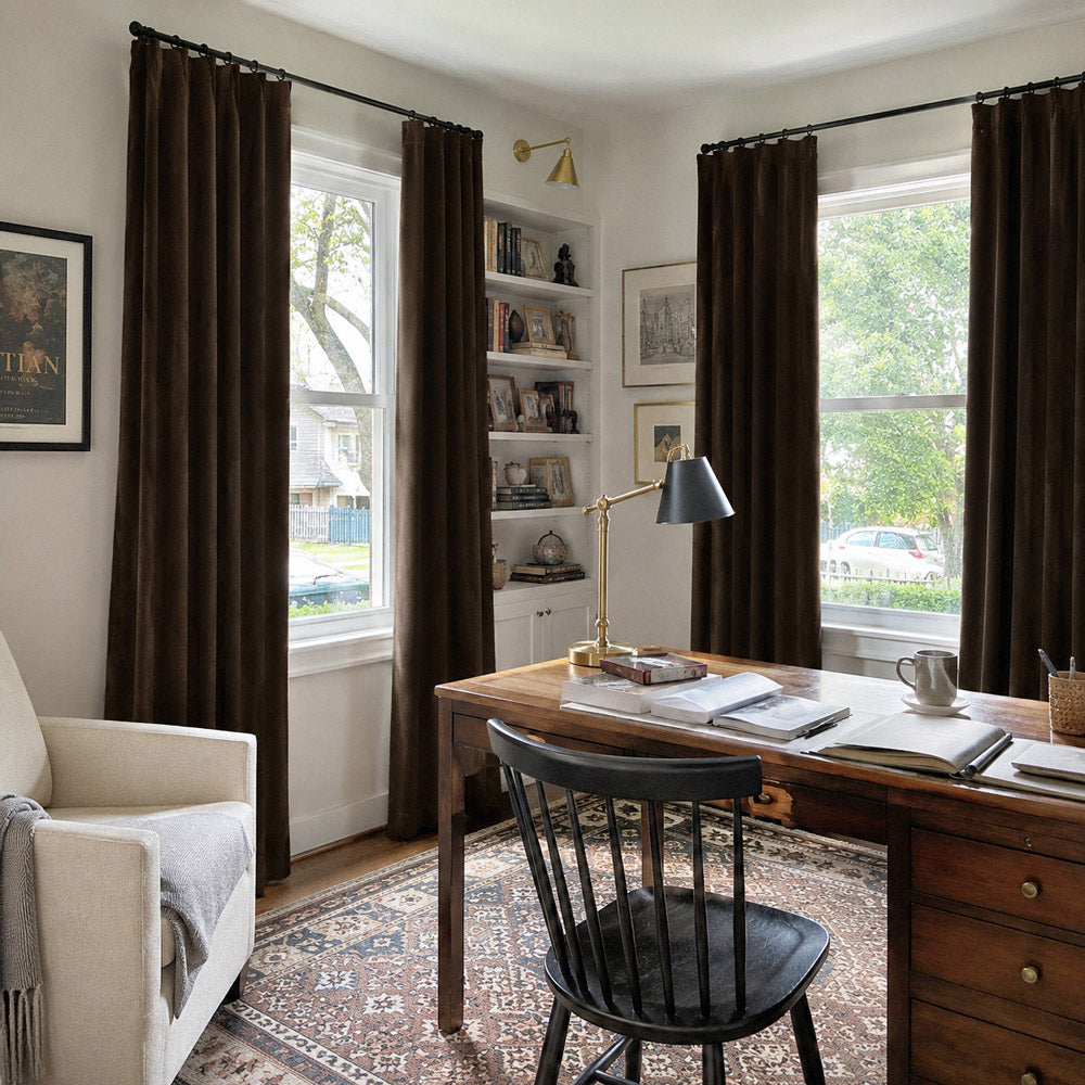Rosalyn Matte Velvet Room Darkening Thermal Curtains