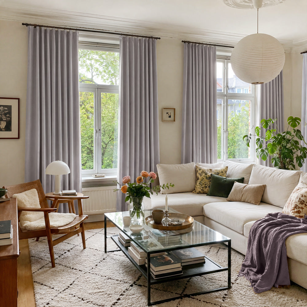 Rosalyn Matte Velvet Room Darkening Thermal Curtains