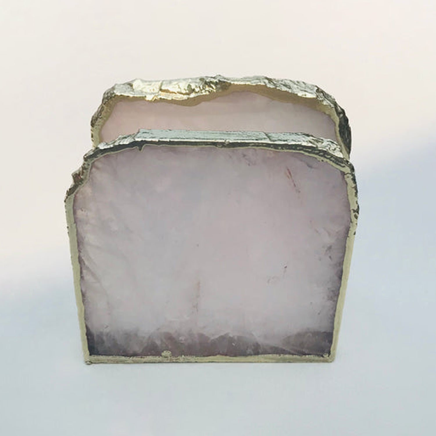 Rose Quartz Napkin Holder/Natural Stone Napkin Holder/Paper Napkin Holder/Desk Napkin Holder/Picnic Holder-1