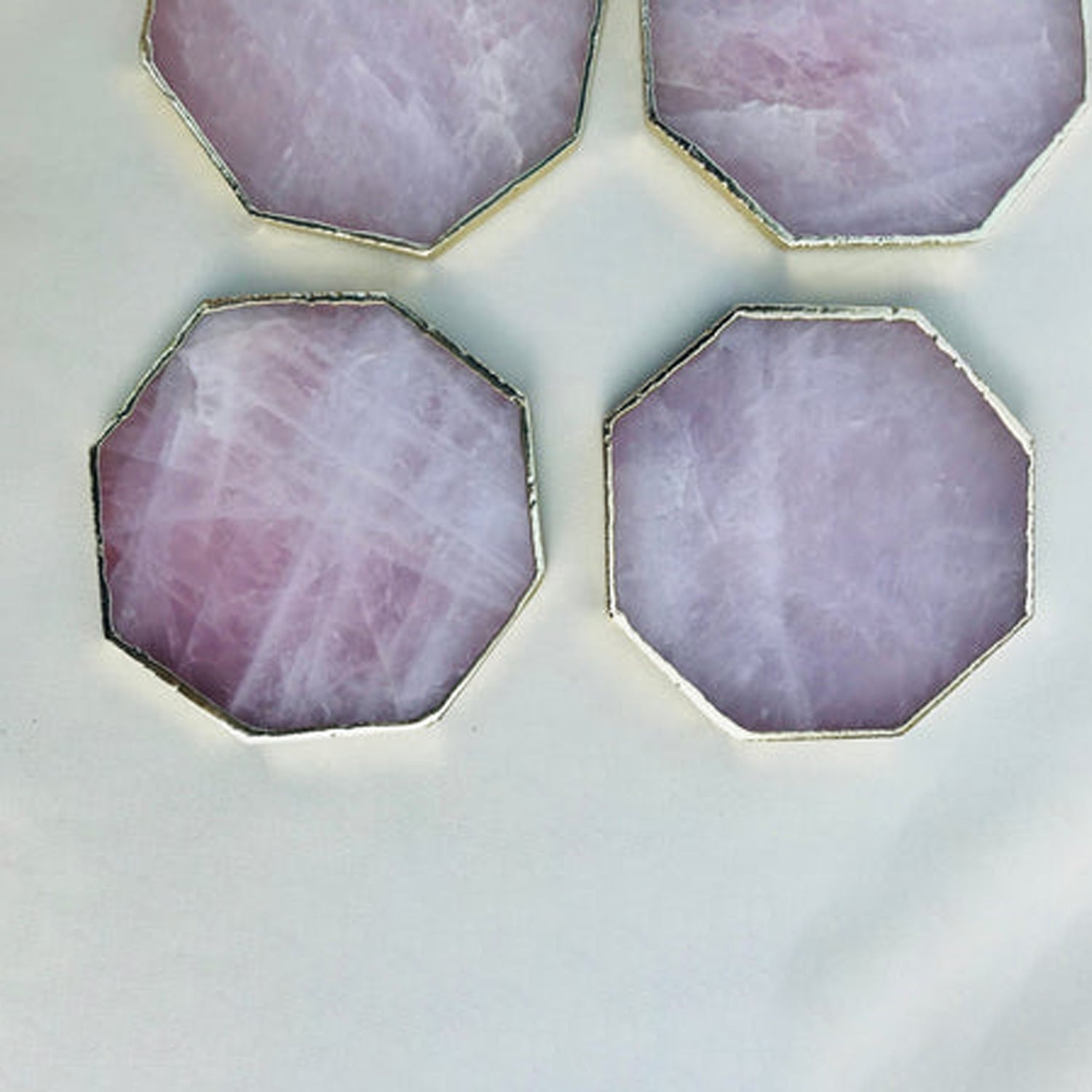 Rose Quartz Octagon Coasters - Set of 4 Large Coasters/Personalised Momentos-2