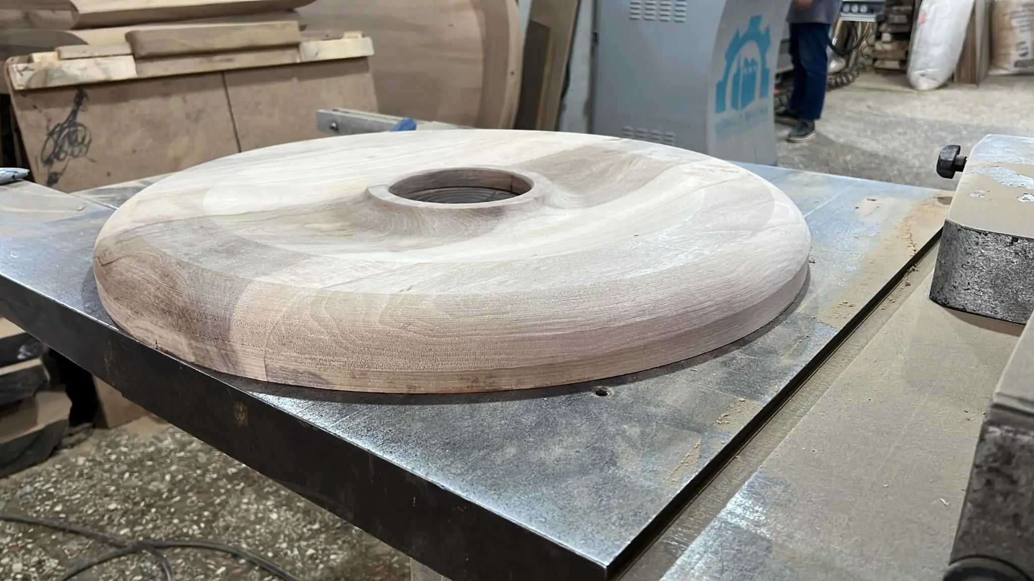 Custom Round Epoxy Resin Walnut Dining - Kitchen Table With Wood Base