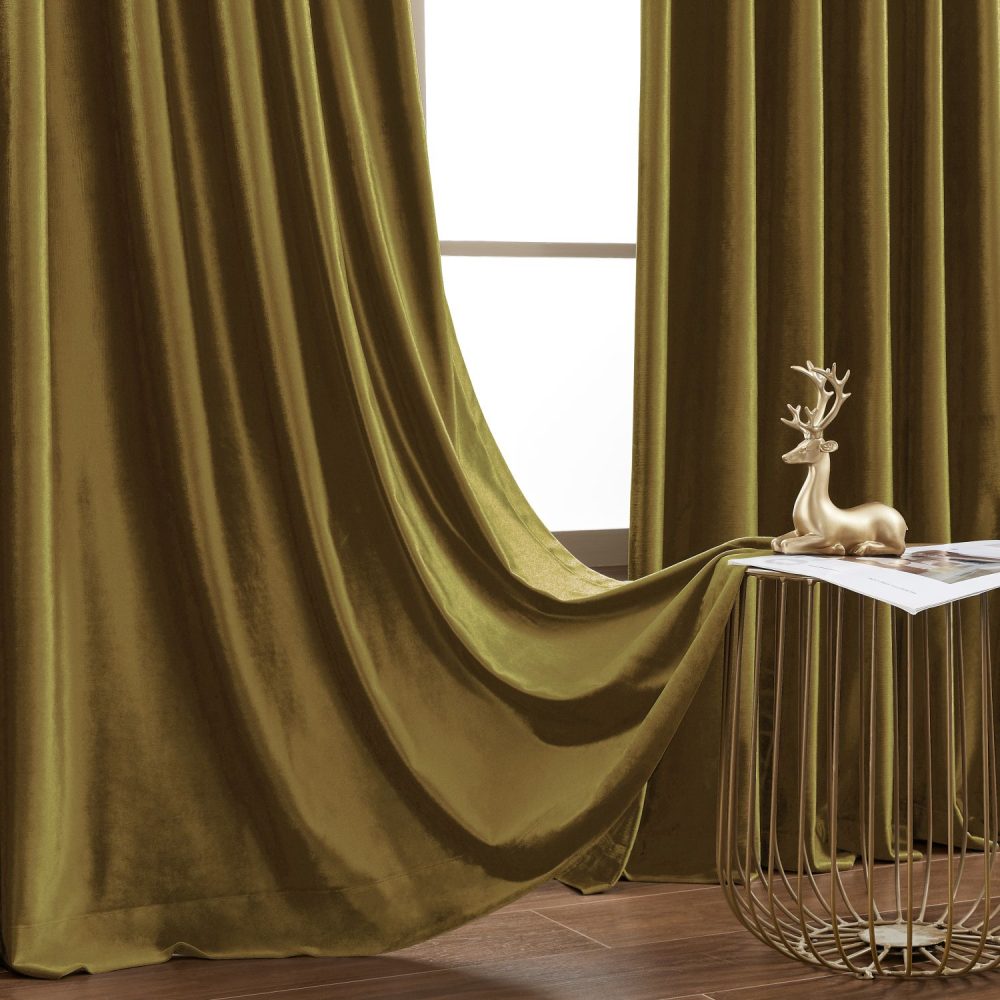 Ruby Elegant Green Custom Velvet Curtains