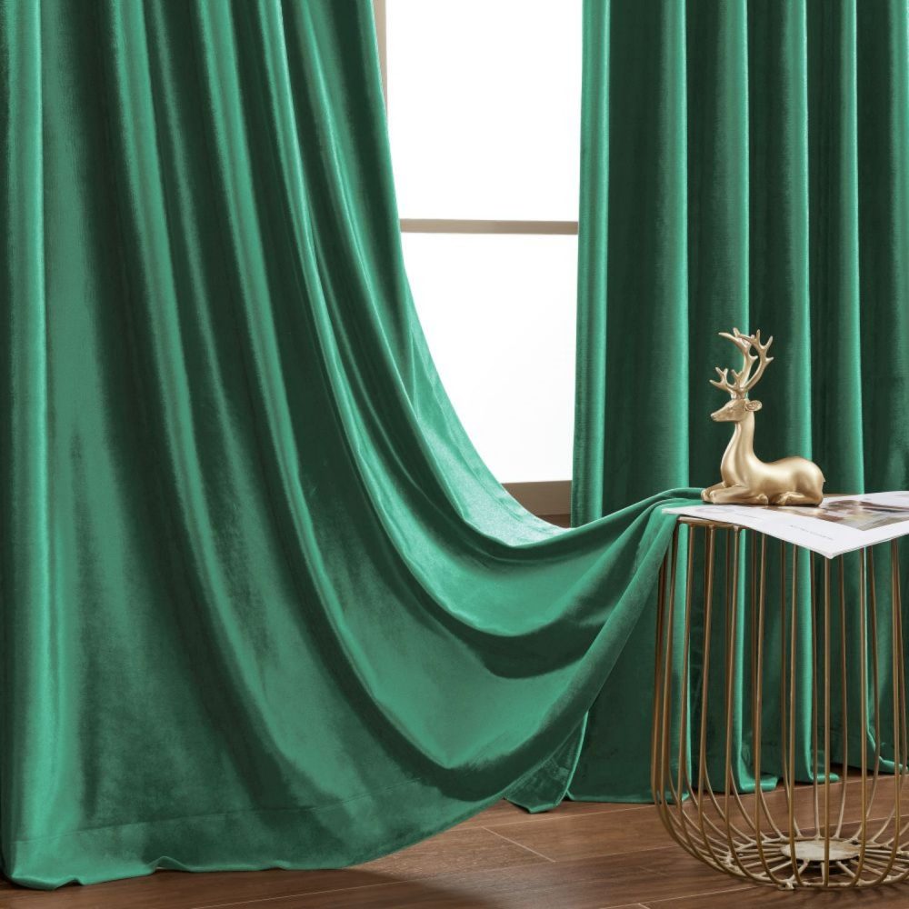 Ruby Elegant Green Custom Velvet Curtains