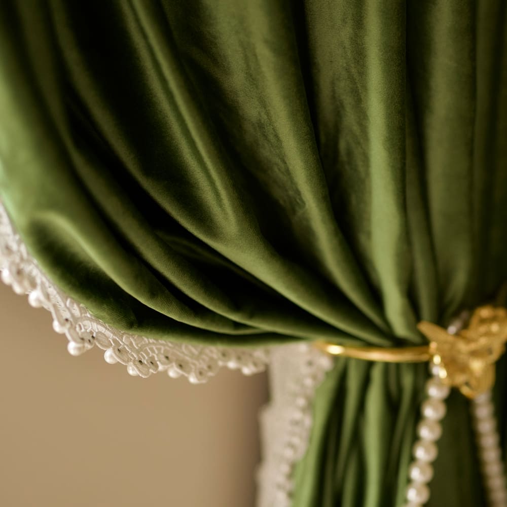 Ruby Elegant Green Custom Velvet Curtains