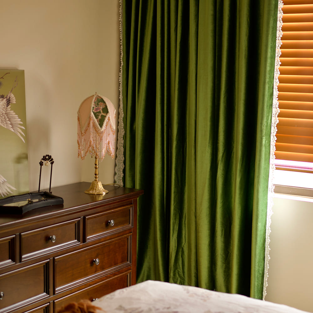 Ruby Elegant Green Custom Velvet Curtains