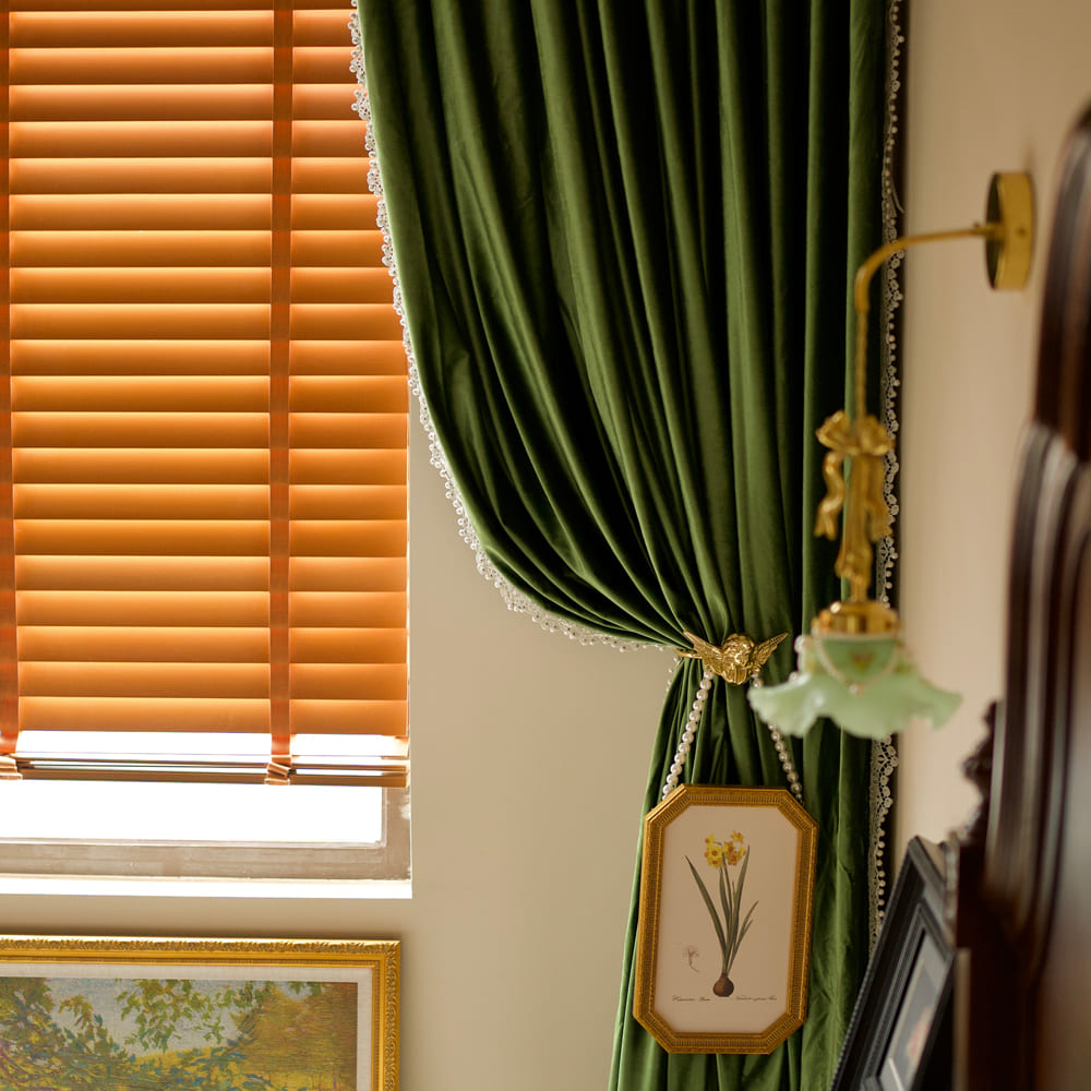 Ruby Elegant Green Custom Velvet Curtains
