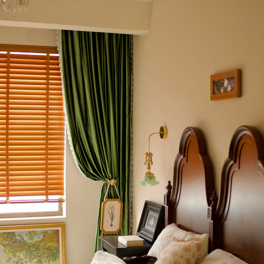 Ruby Elegant Green Custom Velvet Curtains