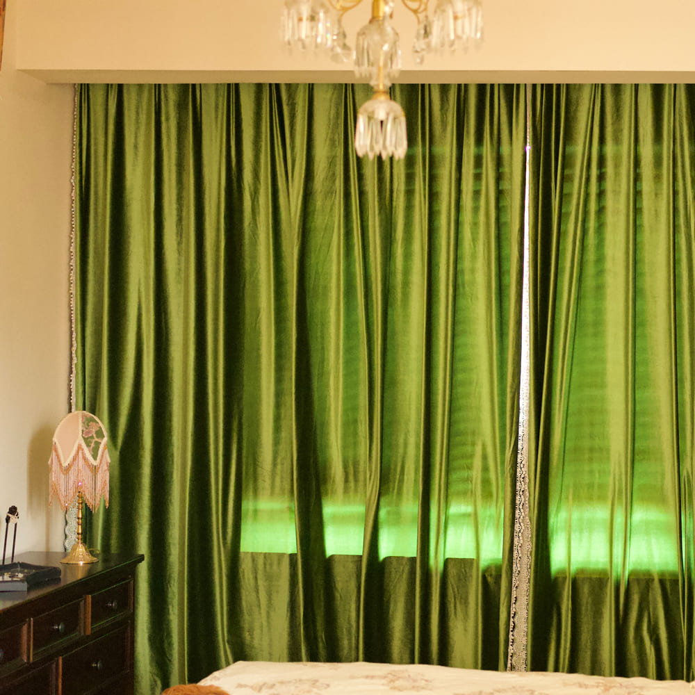 Ruby Elegant Green Custom Velvet Curtains