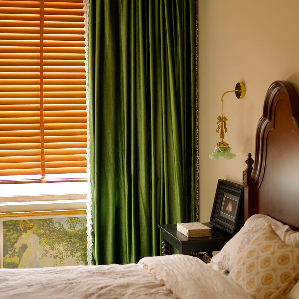 Ruby Elegant Green Custom Velvet Curtains