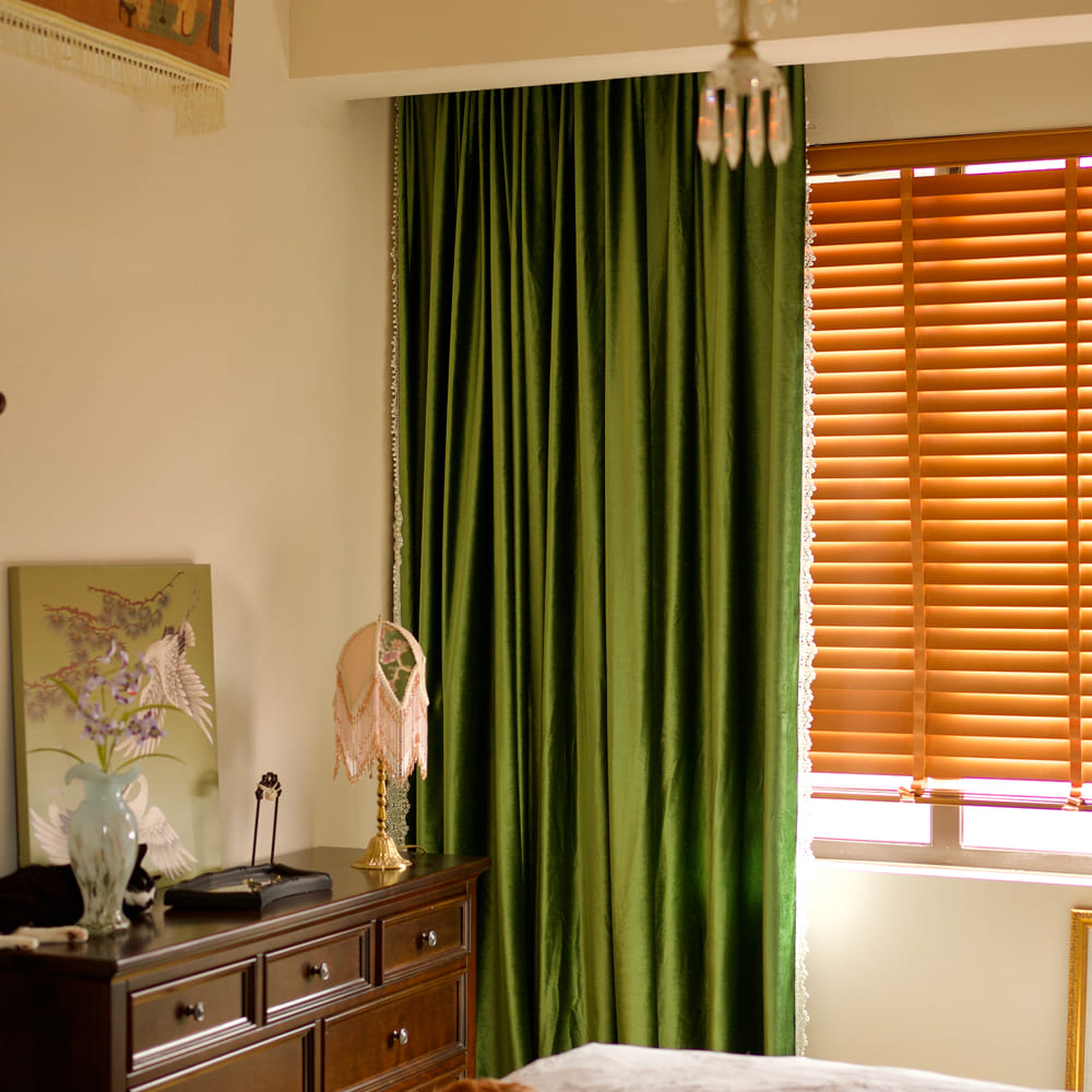 Ruby Elegant Green Custom Velvet Curtains