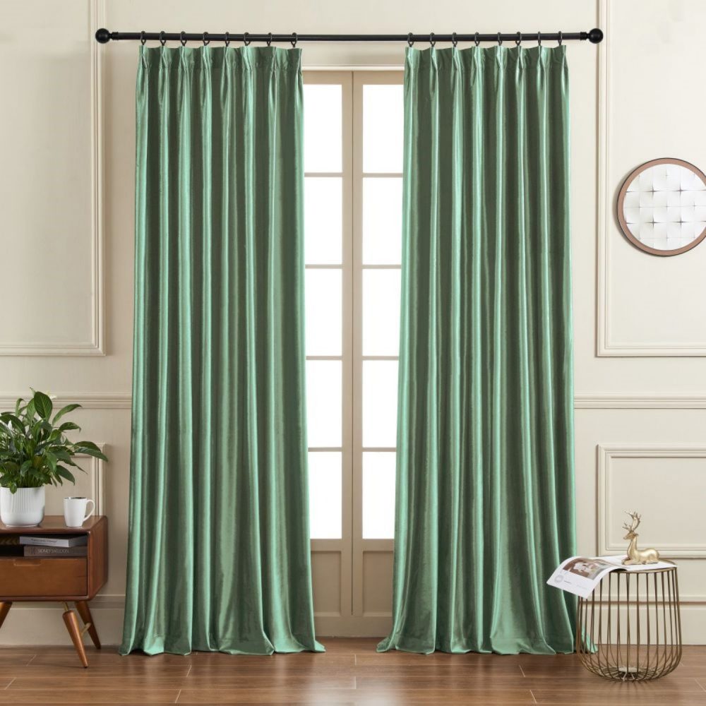 Ruby Elegant Green Custom Velvet Curtains