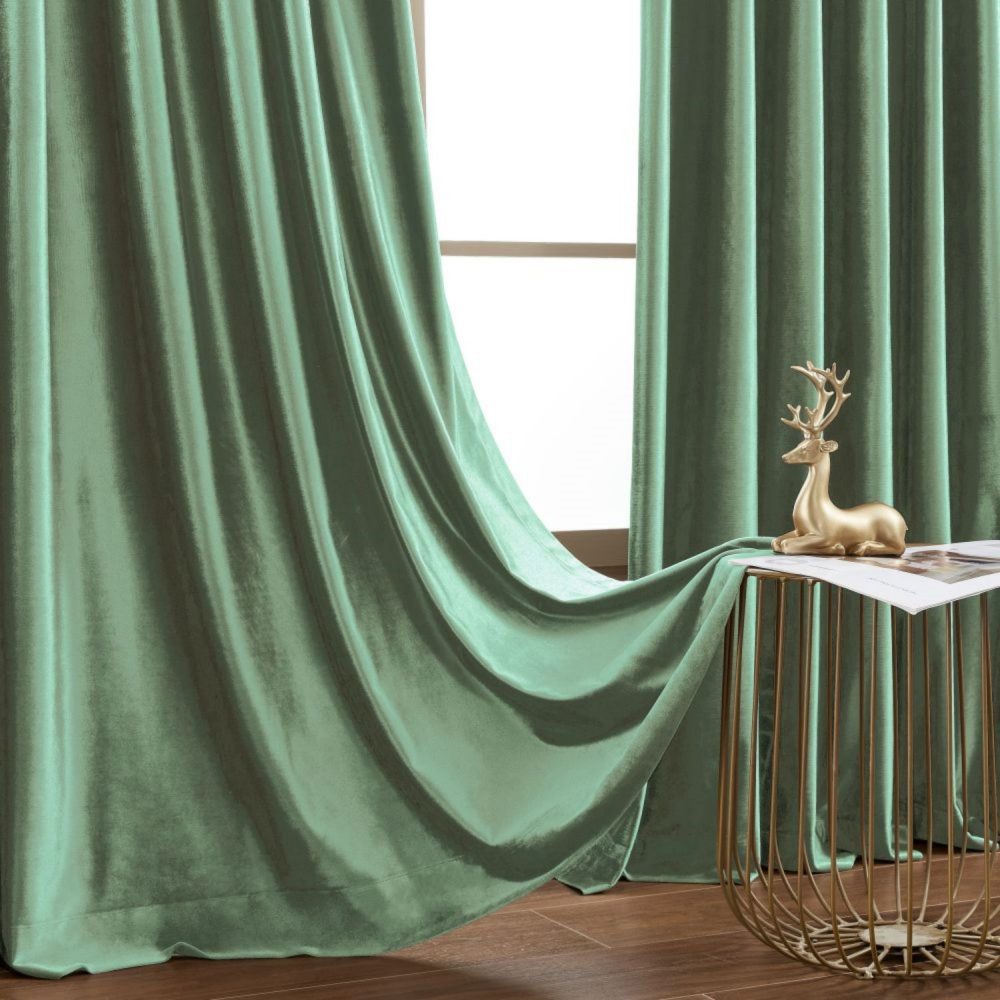Ruby Elegant Green Custom Velvet Curtains