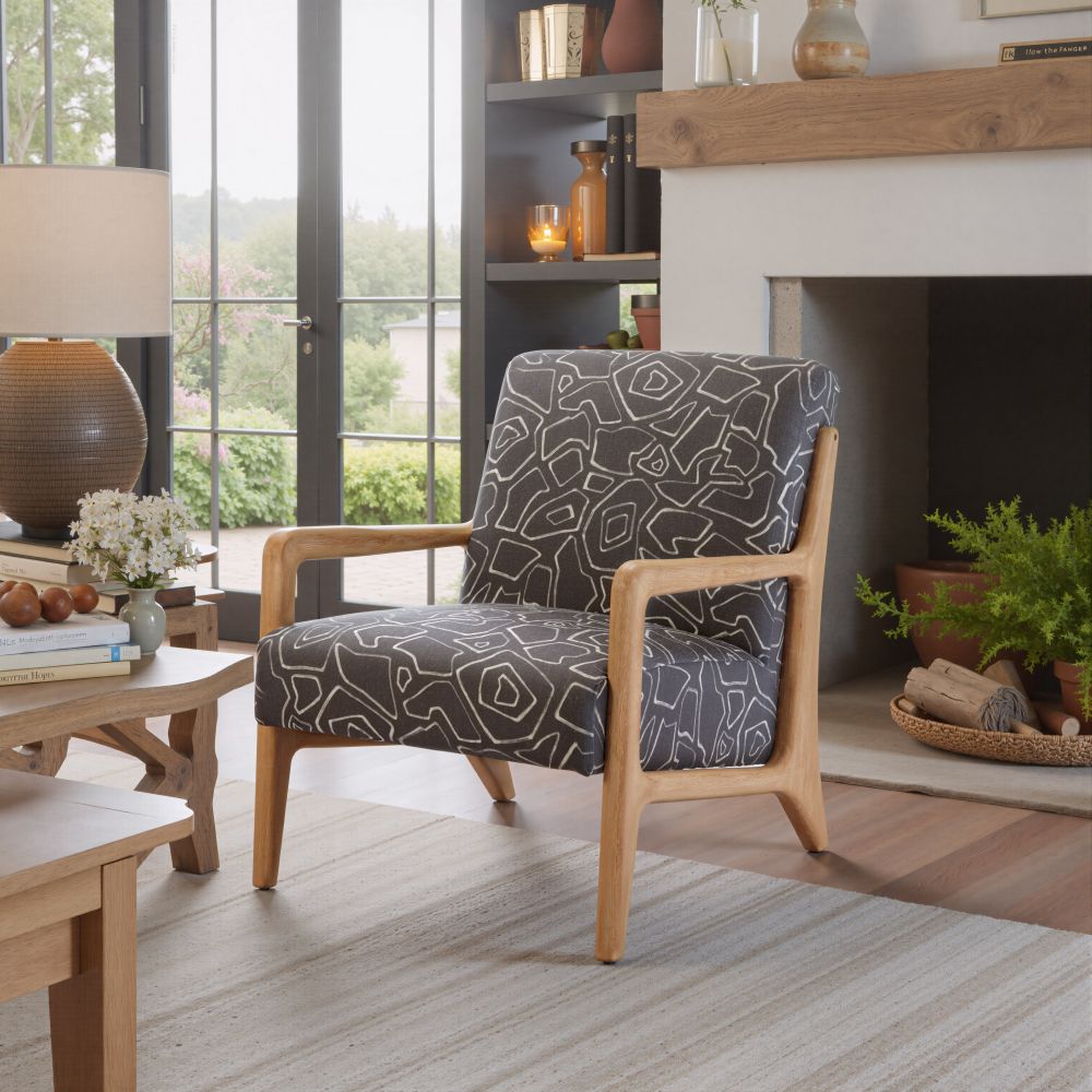Runa Printed Fabric Accent Chair