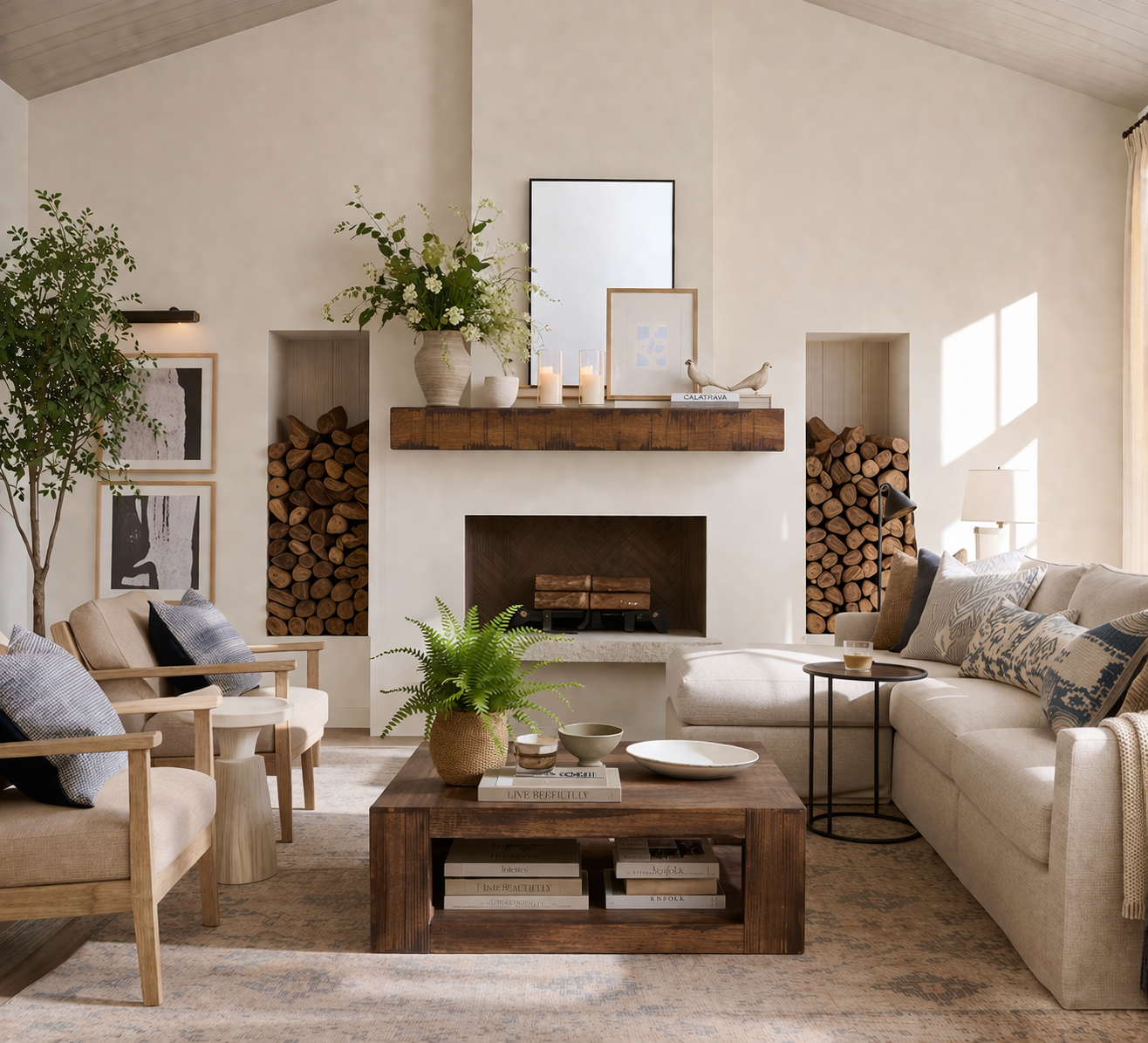 Rustic Poplar Fireplace Mantel Shelf