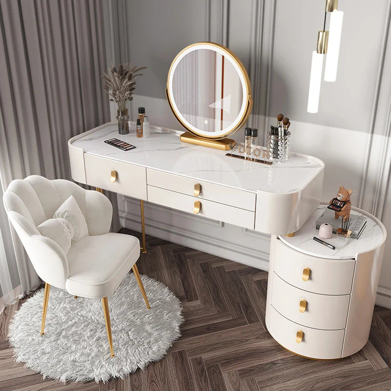 Dressing table glass desk bedroom modern makeup table wooden drawers Storage vanity chair comfortable furniture for bedroom