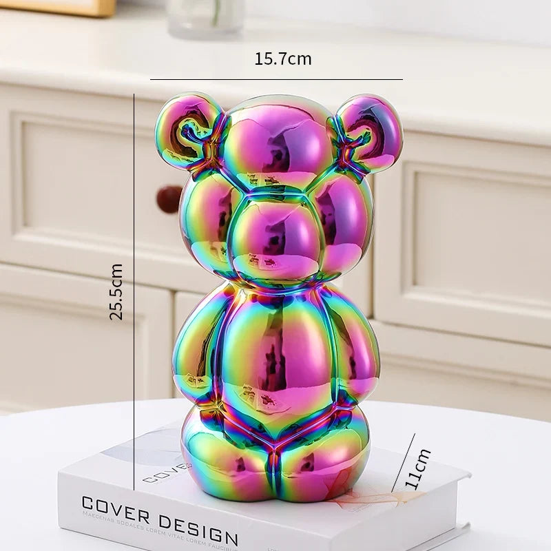 Ceramic Little Fat Bear  Sculpture Home Decor room Decoration Accessories Office Nordic Animal Decorative Sculptures  Figurines