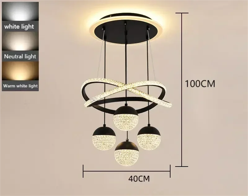 LED Ring Chandelier Dimmable Ceiling Light