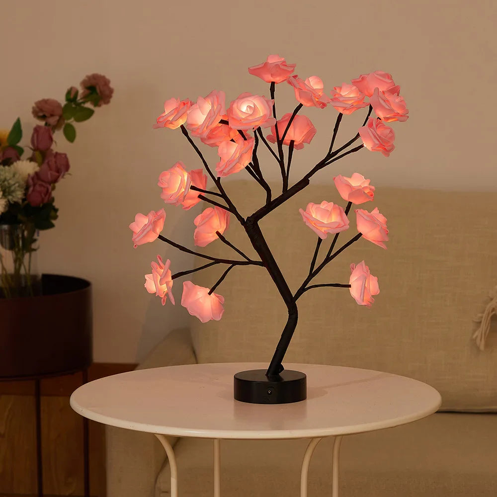 LED Table Lamp Lights Rose Flower Tree USB /Battery Night Lights Home Decoration Bonsai Christmas Lights Wedding Bedroom Decor-8