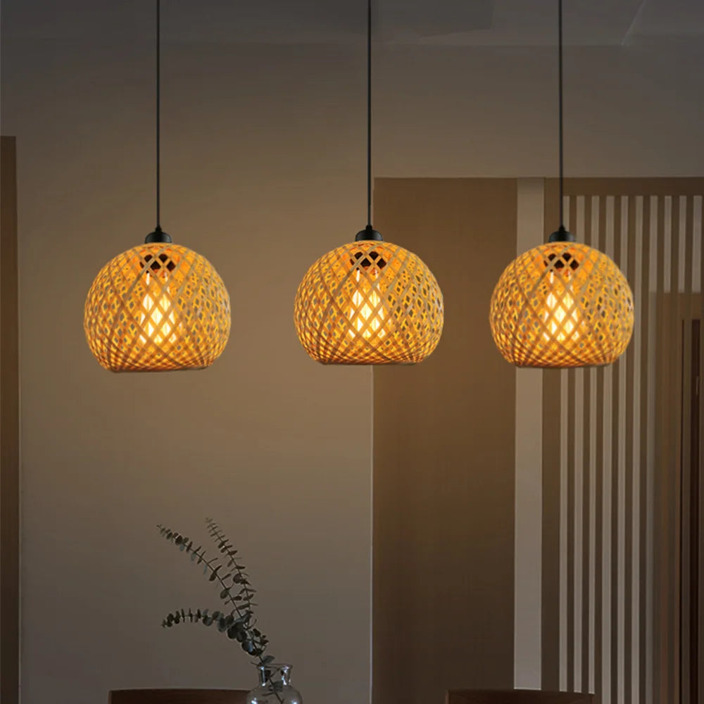 Bamboo Pendant Light Handmade Rattan