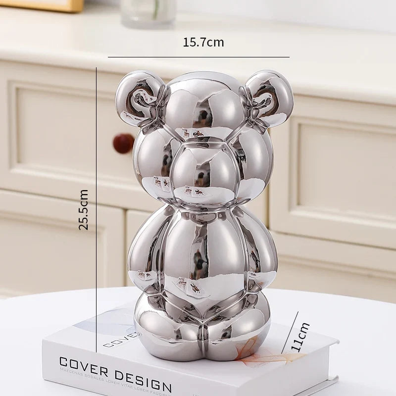 Ceramic Little Fat Bear  Sculpture Home Decor room Decoration Accessories Office Nordic Animal Decorative Sculptures  Figurines