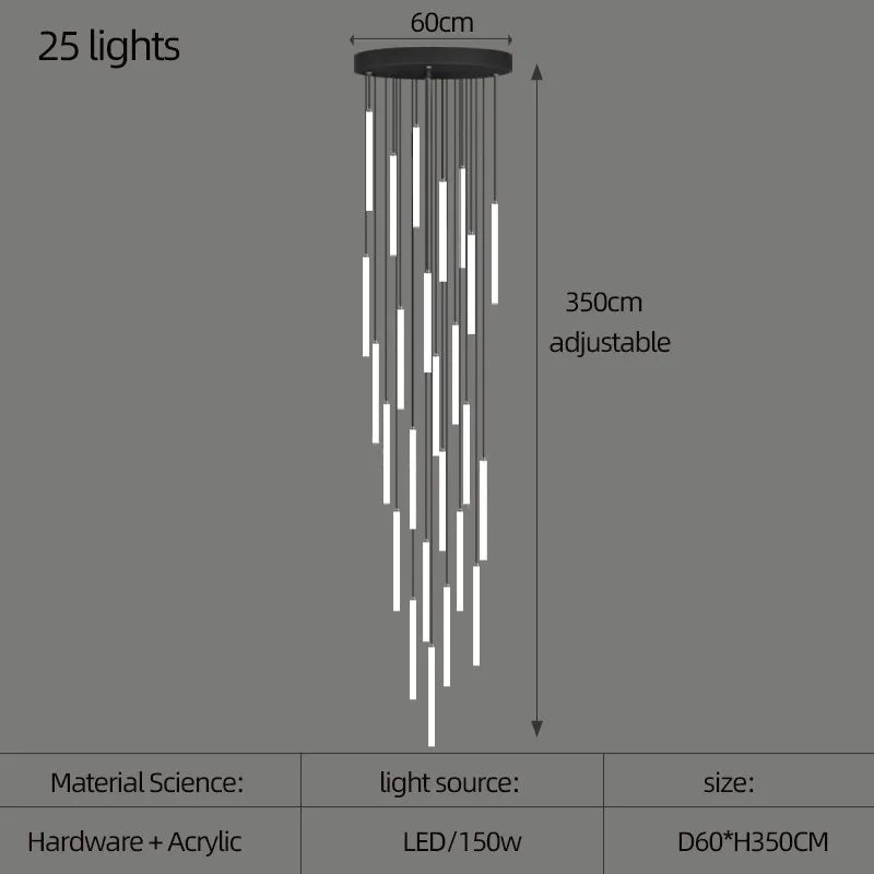 Staircase LED Chandelier Large Lamp