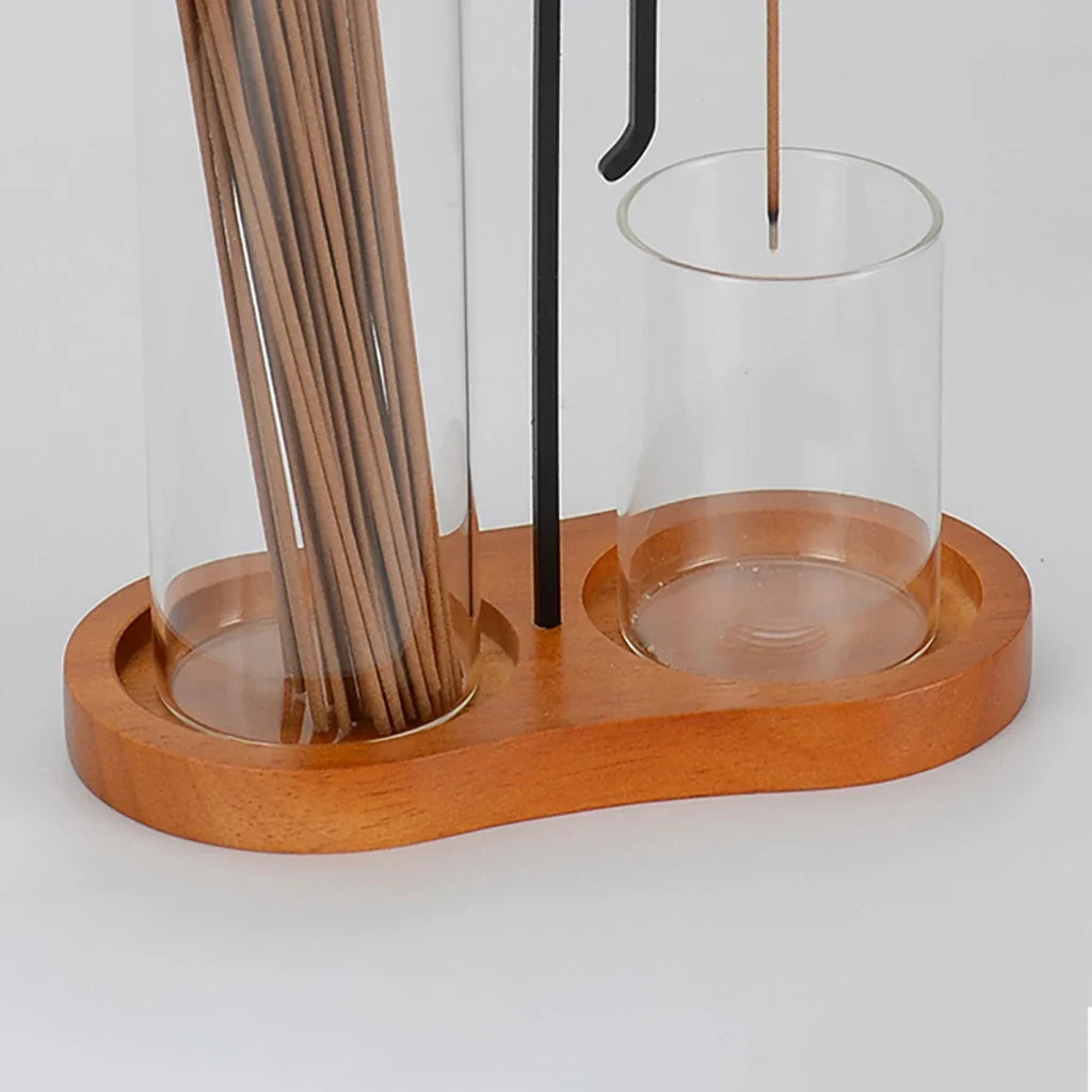 Chinese Jing Incense Holder Anti-Ash Flying Incense Burner with Glass Ash Catcher and Incense Sticks Organizer Home Decor