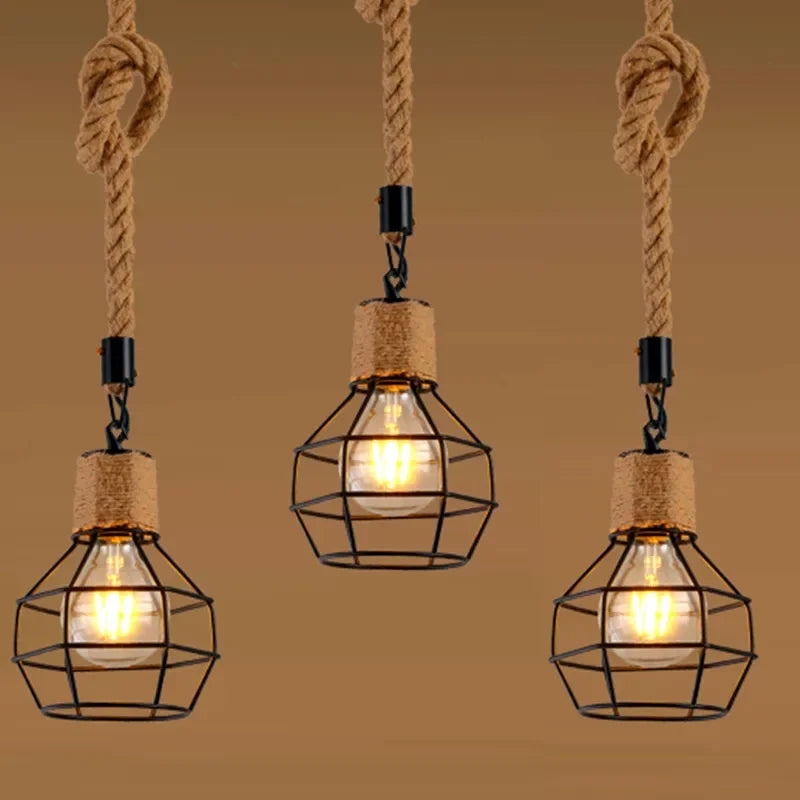 Pendant Light Industrial Hemp Rope