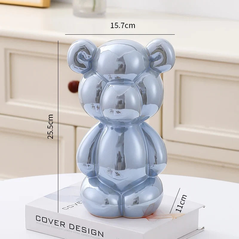 Ceramic Little Fat Bear  Sculpture Home Decor room Decoration Accessories Office Nordic Animal Decorative Sculptures  Figurines