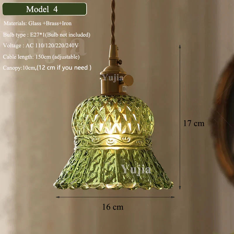 DecorBites™ Green Glass Pendant Light Fixture
